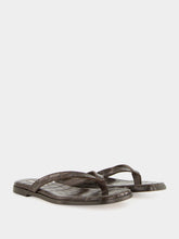 Emme Parsons Espresso Croc Meta Thong Sandals