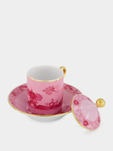 Ginori 1735 Oriente Italiano Porpora Coffee Cup with Cover