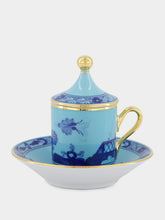 Ginori 1735 Oriente Italiano Iris Coffee Cup with Cover