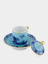 Ginori 1735 Oriente Italiano Iris Coffee Cup with Cover