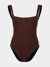 Haight Brown Gabi Crepe Straight Neck Swimsuit