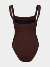Haight Brown Gabi Crepe Straight Neck Swimsuit