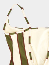 Haight Thidu Piping Swimsuit in Olive Stripes