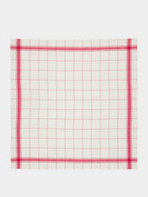 Libeco White and Red Parma Linen Kitchen Towel