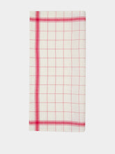 Libeco White and Red Parma Linen Kitchen Towel