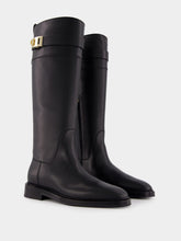 Ferragamo Black Calf-Length Leather Boots