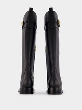 Ferragamo Black Calf-Length Leather Boots