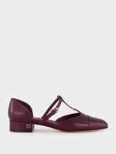Ferragamo Oxblood Mid-Heel Leather Sandals