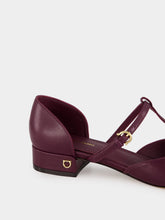Ferragamo Oxblood Mid-Heel Leather Sandals