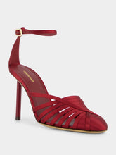 Red Satin Strappy High-Heel Sandals