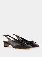 Ferragamo Black Iconic Bow Slingback