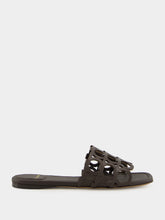 Ferragamo Brown Gancini Chain Leather Slides
