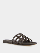 Ferragamo Brown Gancini Chain Leather Slides