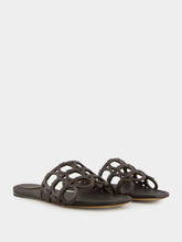 Ferragamo Brown Gancini Chain Leather Slides