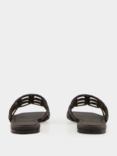 Ferragamo Brown Gancini Chain Leather Slides