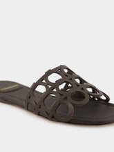 Ferragamo Brown Gancini Chain Leather Slides