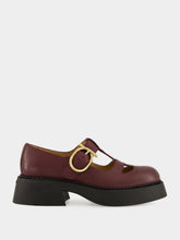 Ferragamo Oxblood Chunky Leather Buckle Loafers