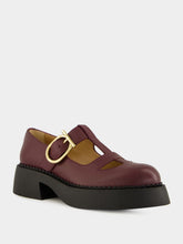 Ferragamo Oxblood Chunky Leather Buckle Loafers
