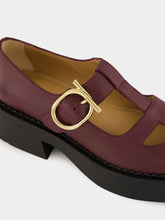 Ferragamo Oxblood Chunky Leather Buckle Loafers