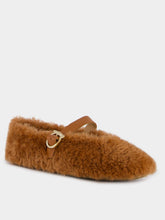 Ferragamo Cedar Brown Shearling Ballet Flats