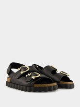 Ferragamo Black Kamakura Ornament Double Buckle Sandals