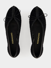 Ferragamo Black Macramé Lace Ballet Flats