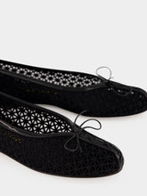 Ferragamo Black Macramé Lace Ballet Flats