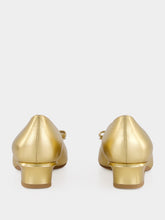 Ferragamo Gold Laminated Nappa Vara Bow Pumps