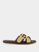 Ferragamo Natural and Brown Double Strap Gancini Slide