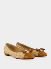 Ferragamo Natural Raffia Vara Ballet Flats