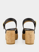 Ferragamo Black Cork Platform Sandals
