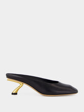Ferragamo Black Kid Leather S-Heel Mule