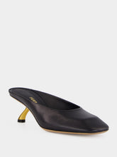 Ferragamo Black Kid Leather S-Heel Mule