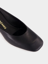 Ferragamo Black Kid Leather S-Heel Mule