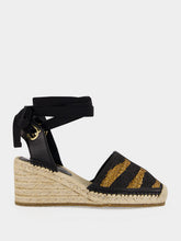 Ferragamo Black and Natural Raffia Espadrilles