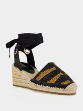 Ferragamo Black and Natural Raffia Espadrilles