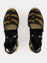Ferragamo Black and Natural Raffia Espadrilles