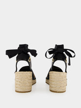 Ferragamo Black and Natural Raffia Espadrilles