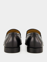 Ferragamo Black Leather Loafers with Gancini Ornament