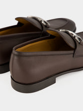 Ferragamo Brown Leather Loafers with Gancini Ornament