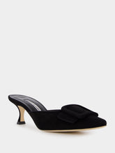 Maysale Black Suede Kitten Heel Mules | PDP - Fashion Clinic