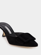Maysale Black Suede Kitten Heel Mules | PDP - Fashion Clinic