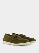 Ferragamo Olive Green Suede Casual Moccasins