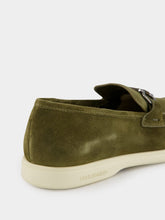Ferragamo Olive Green Suede Casual Moccasins