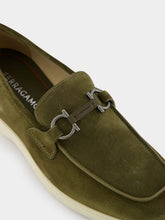 Ferragamo Olive Green Suede Casual Moccasins