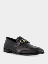 Ferragamo Black Moccasin Ornament Slip-On