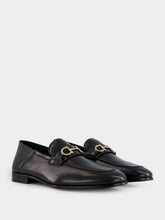 Ferragamo Black Moccasin Ornament Slip-On