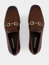 Ferragamo Brown Leather Gancio Bit Loafers