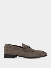 Ferragamo Daytona Grey Nubuck Loafers with Gancini Ornament