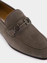 Ferragamo Daytona Grey Nubuck Loafers with Gancini Ornament